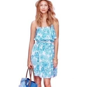LILLY PULITZER TARGET COLLAB WOMENS TIERED SLEEVELESS RUFFLE DRESS SIZE LARGE
